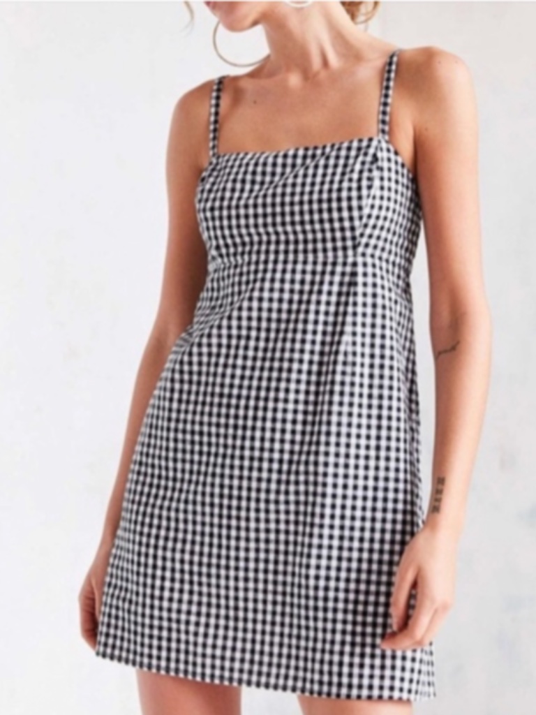 Cooperative 100% Cotton Gingham Mini Dress Urban Outfitters Black White Size 6